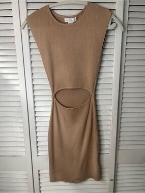 House of Harlow Sleeveless Cutout Ribbed Dress in Camel Size Small